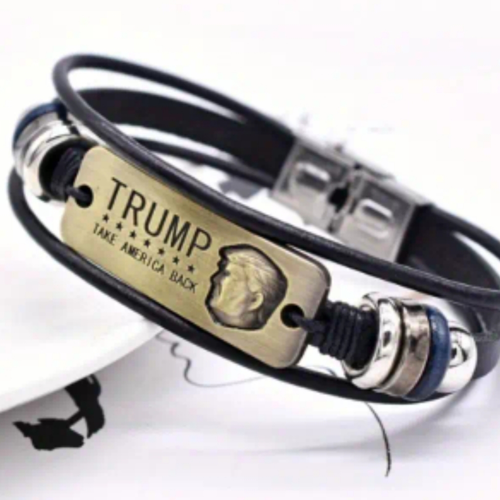 Trump leather,  beaded, copper plated bracelet! NWT! 🇺🇲